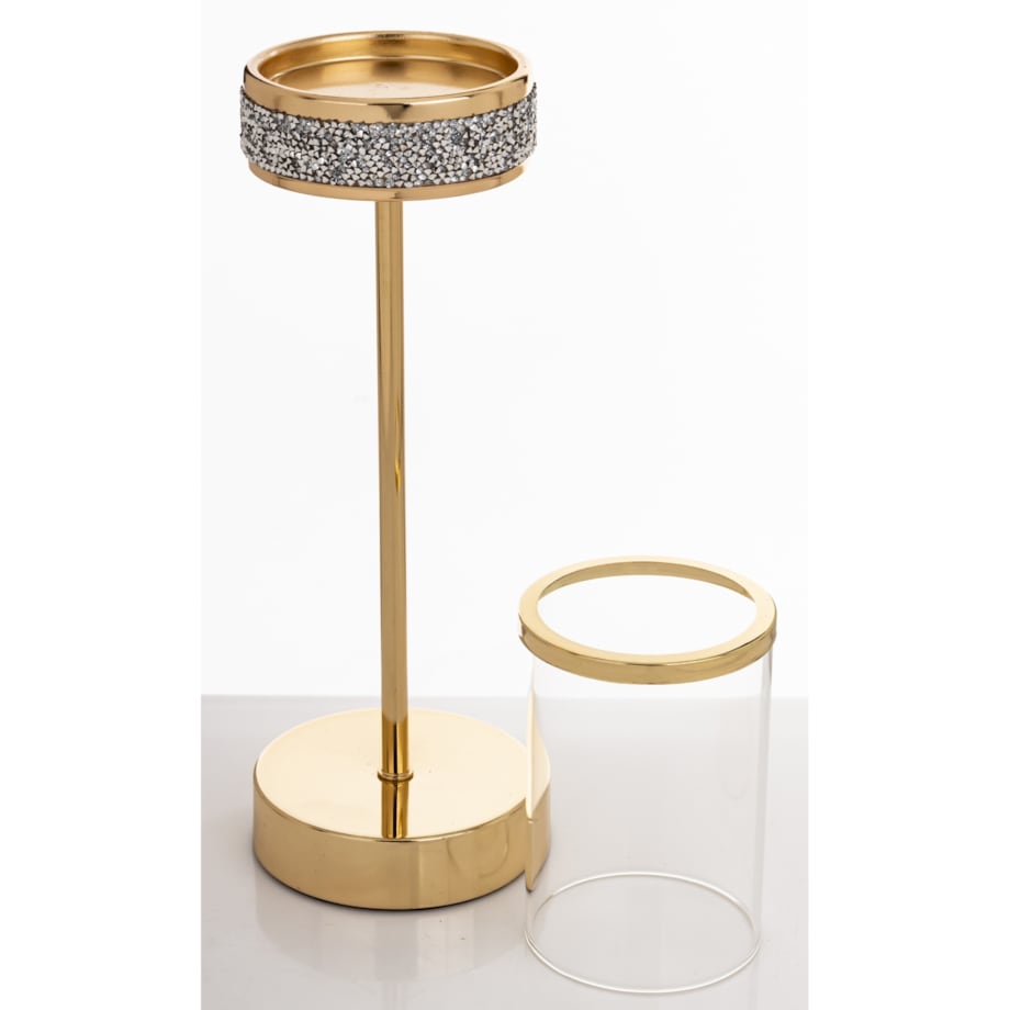 Świecznik złoty z kloszem 39x10 cm NIRAMAL