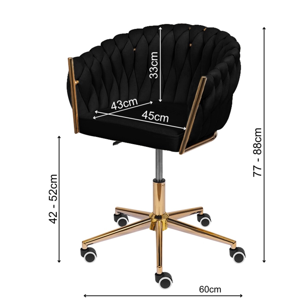 Fotel biurowy krzesło obrotowe regulowane welurowe czarne