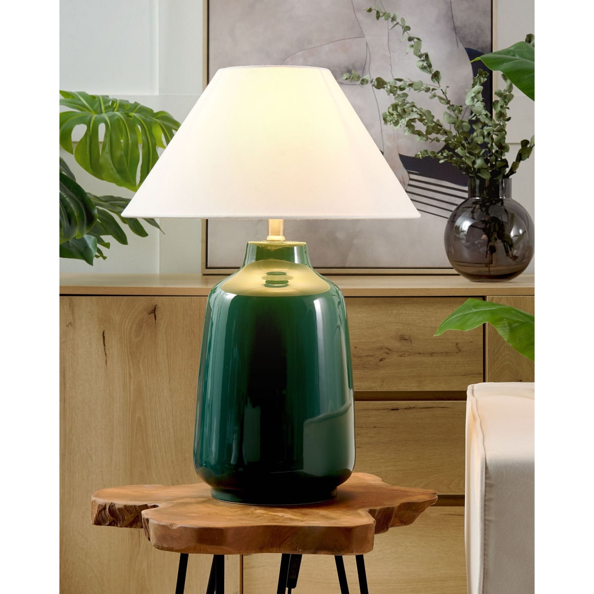 Lampa stołowa CARETA Ceramika Ciemnozielony