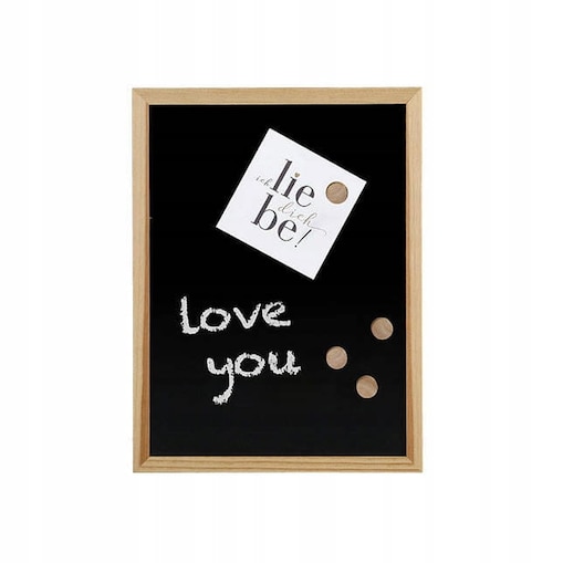 Tablica Kredowa magnetyczna na Notatki Czarna z Ramką Drewnianą 40 x 30