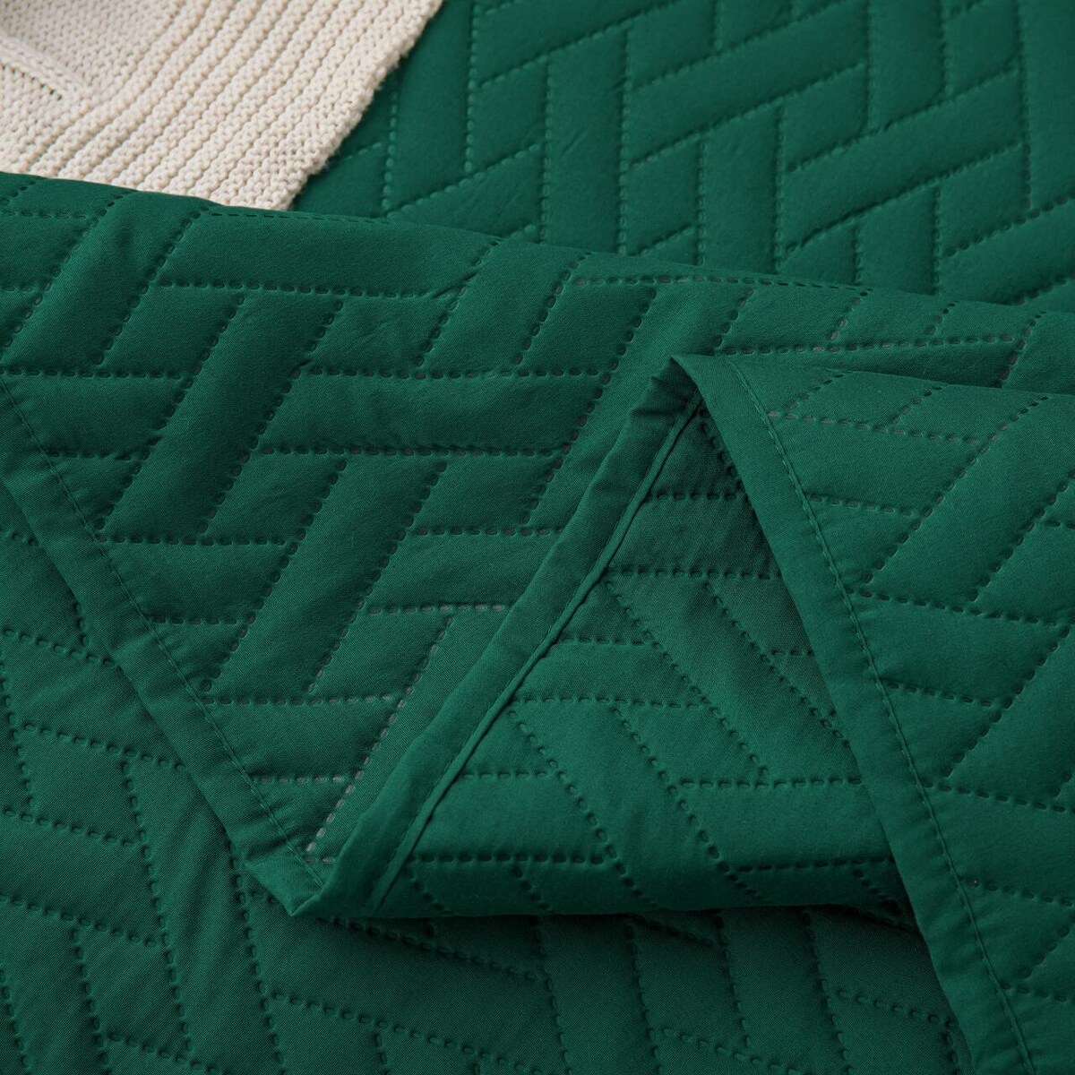 Butelkowa Zieleń Narzuta Pikowana na Łóżko 200 x 220 Dash