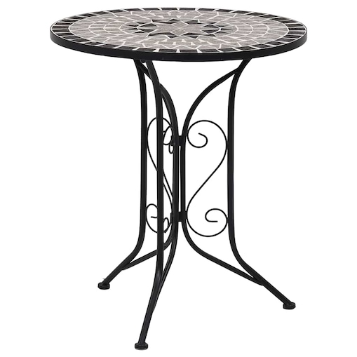 vidaXL Mozaikowy stolik bistro, szary, 60 cm, ceramiczny