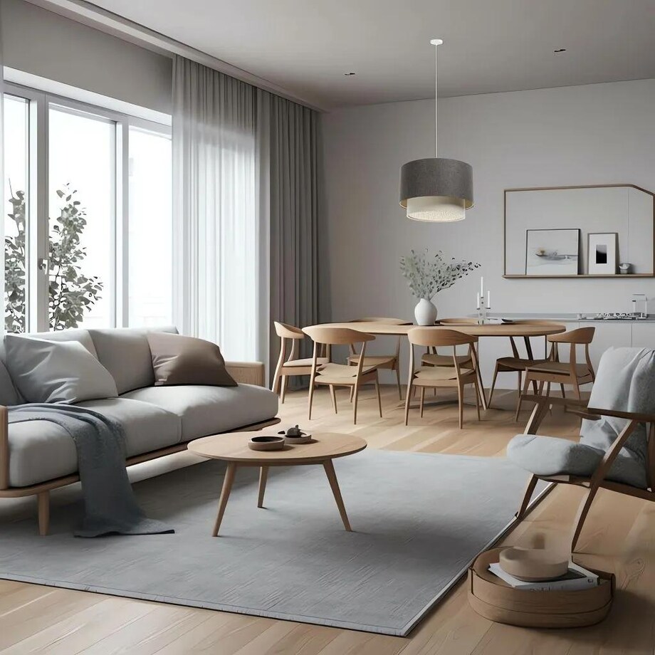 Lampa wisząca ERUTAN DOUBLE RATTAN 50 szara/kremowa