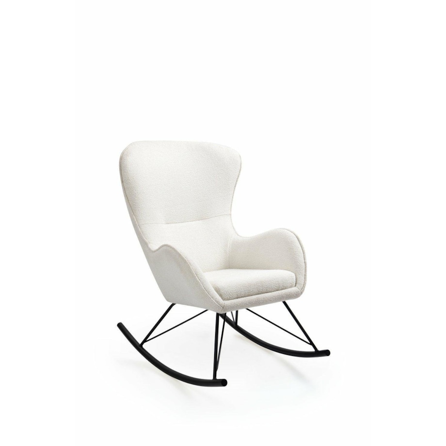 FOTEL NA BIEGUNACH Fabi biały bouclé METALOWA PODSTAWA