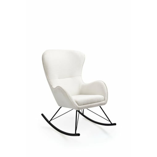 FOTEL NA BIEGUNACH Fabi biały bouclé METALOWA PODSTAWA