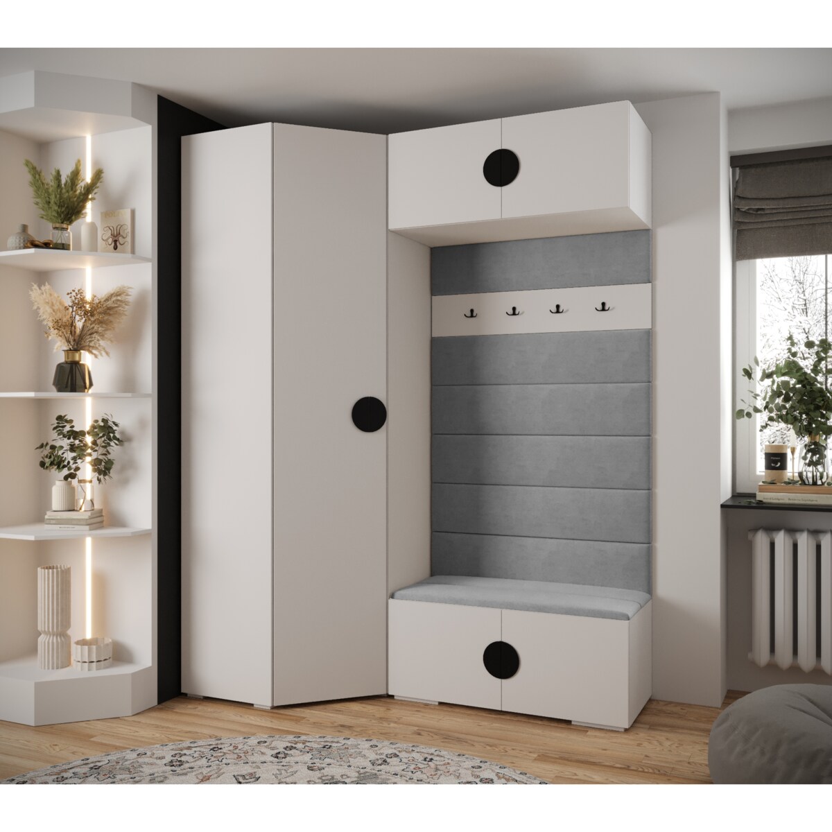 Garderoba do przedpokoju INOVA 4 Z21 biały+czarny+manila16