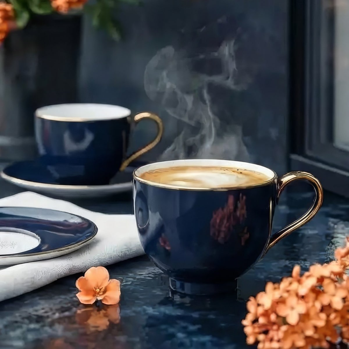 VILLA ITALIA Serwis kawowy na 6 osób porcelanowy Zestaw prezentowy BLUE VELVET