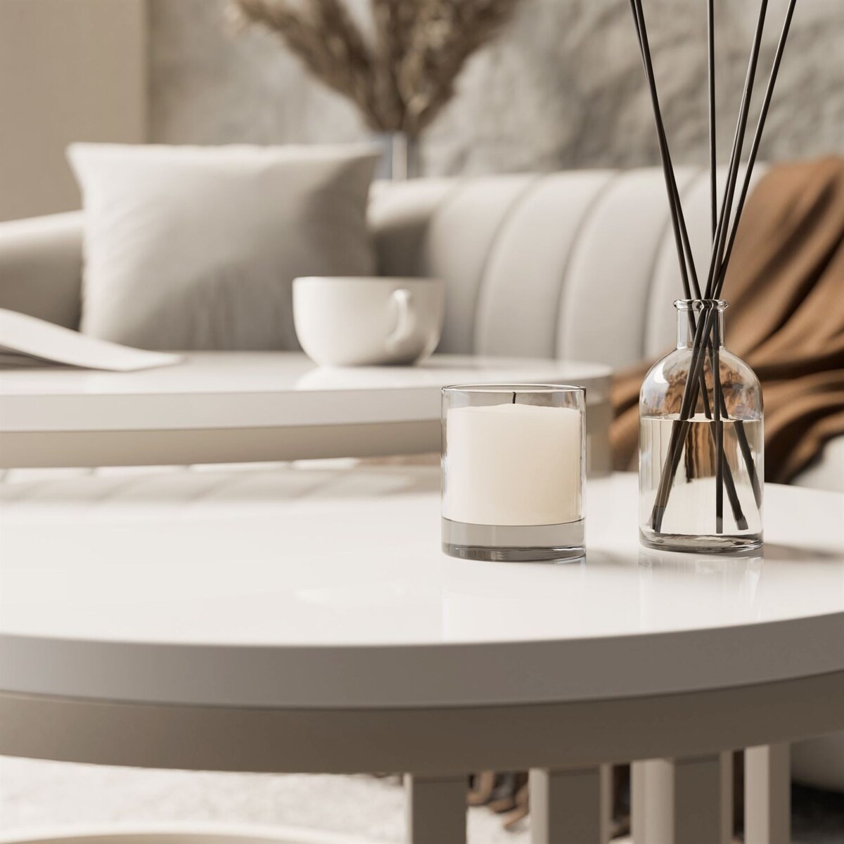 Stolik kawowy LORI 2w1 KASZMIR wysoki połysk, blat biały