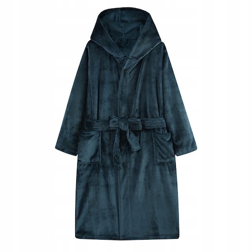 Szlafrok Z Kapturem Unisex PAULO turkus XS Ciepły Z Kapturem