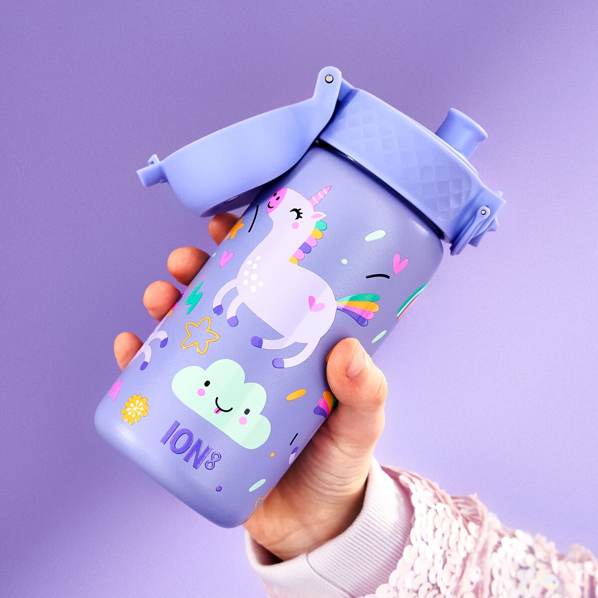 Butelka ION8 Single Wall I8SS400PVUNI Unicorns (Periwinkle)