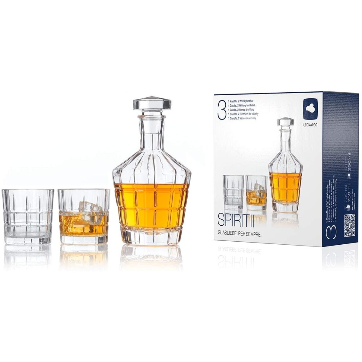 Kpl. karafka + 2szkl. do whisky SPIRITII