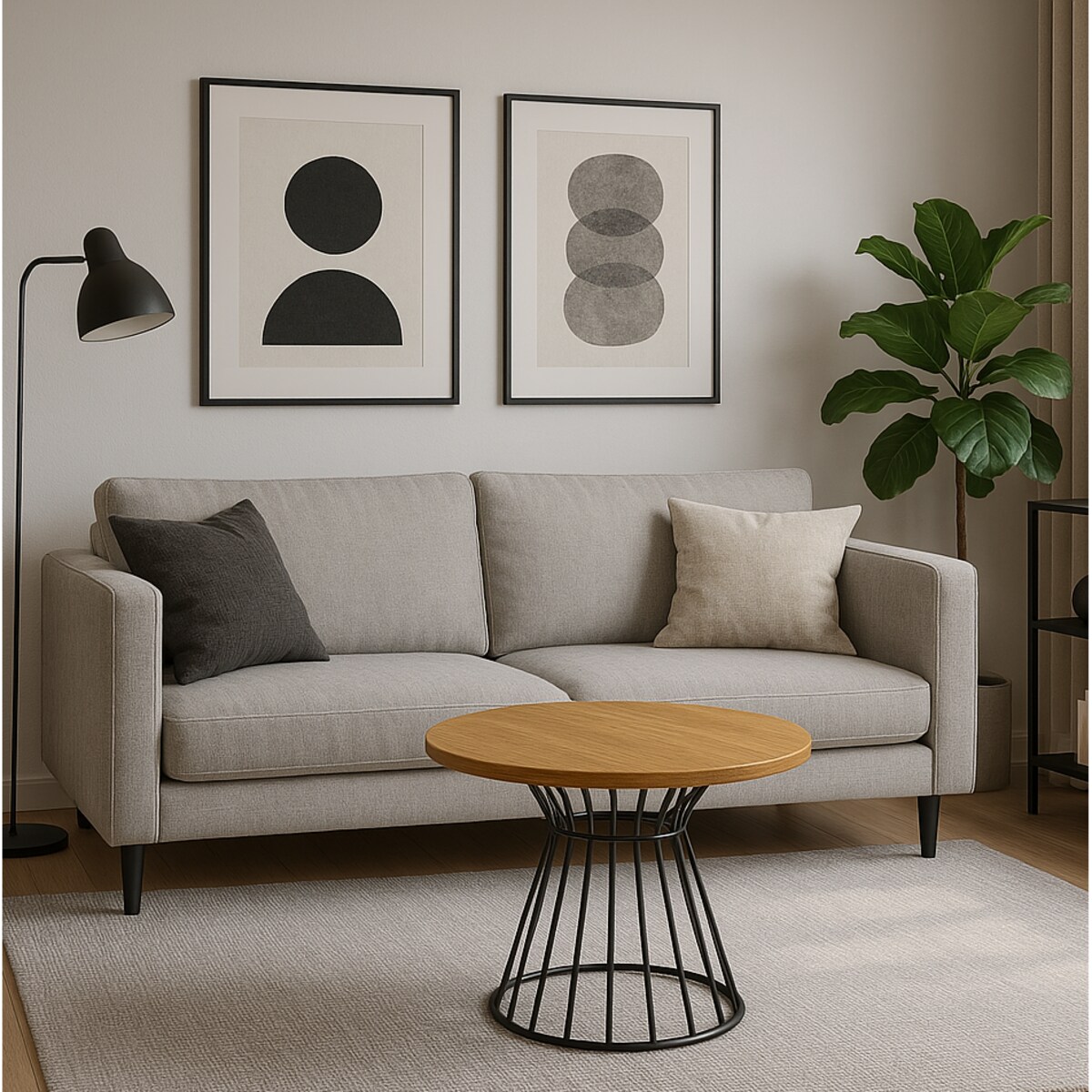 Stolik kawowy LEO drewniany blat, metalowa podstawa- dąb craft złoty