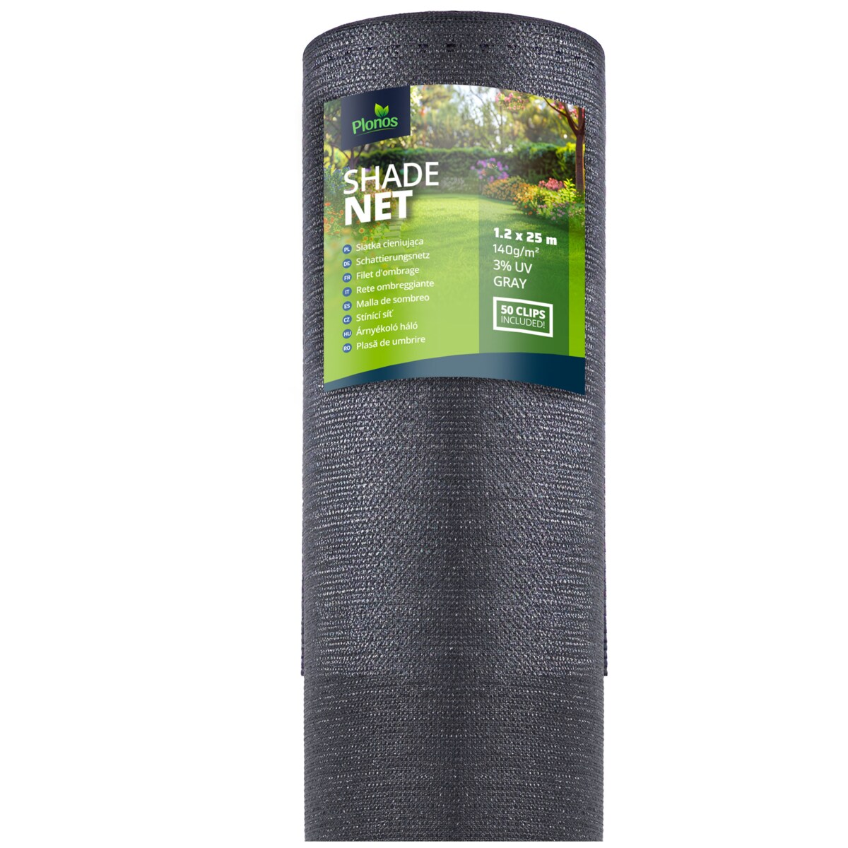 Siatka cieniująca Plonos 1,2x25m maskująca mata na płot ogrodzenie osłona szara 90% + UV