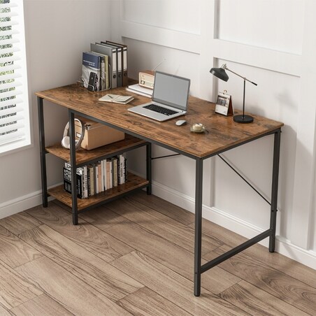 Biurko komputerowe metalowe gamingowe loftowe industrialne 2 półki 120 cm