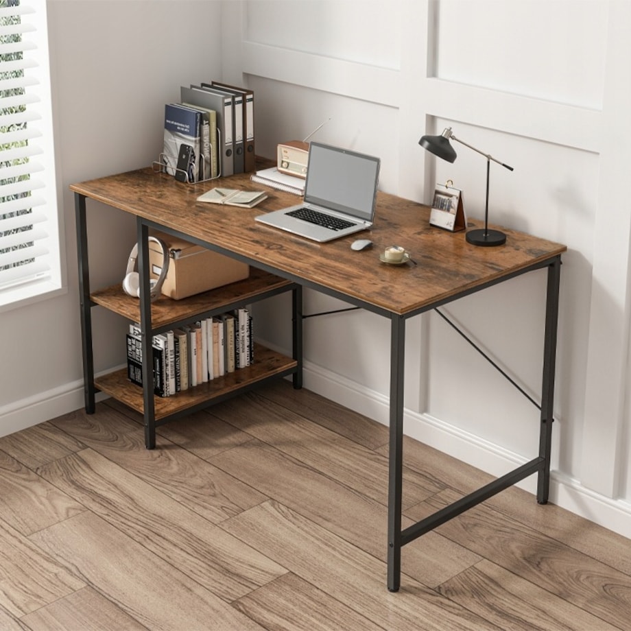 Biurko komputerowe metalowe gamingowe loftowe industrialne 2 półki 120 cm
