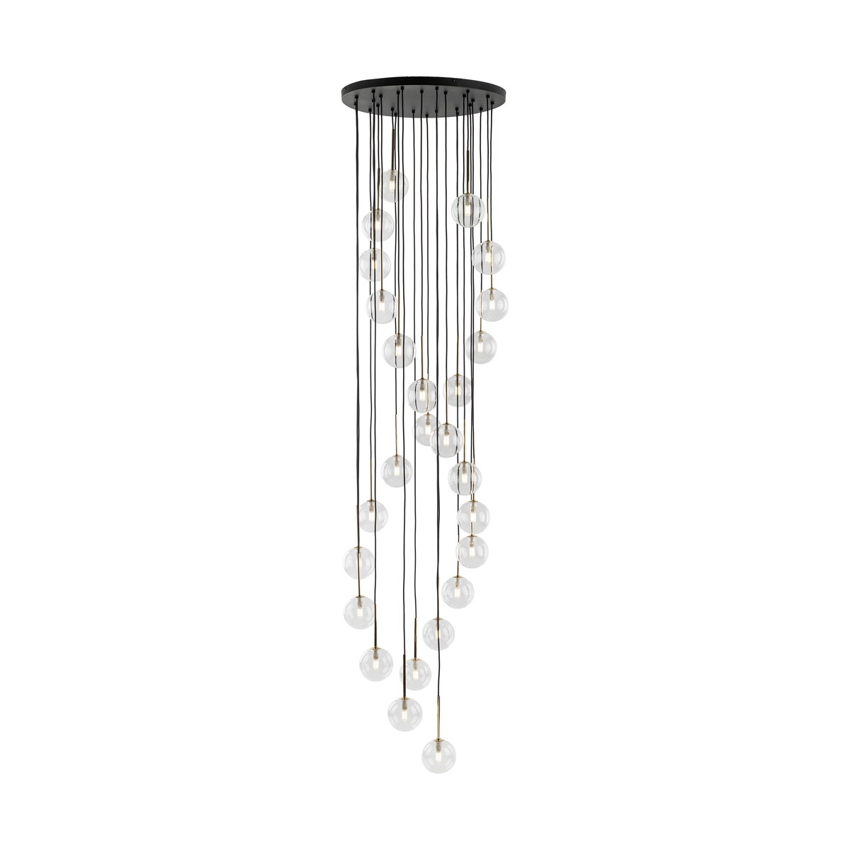 Duża lampa wisząca TK Lighting AURORA Transparent 62 cm 26xG9 czarno-złota szklana regulowana 10258