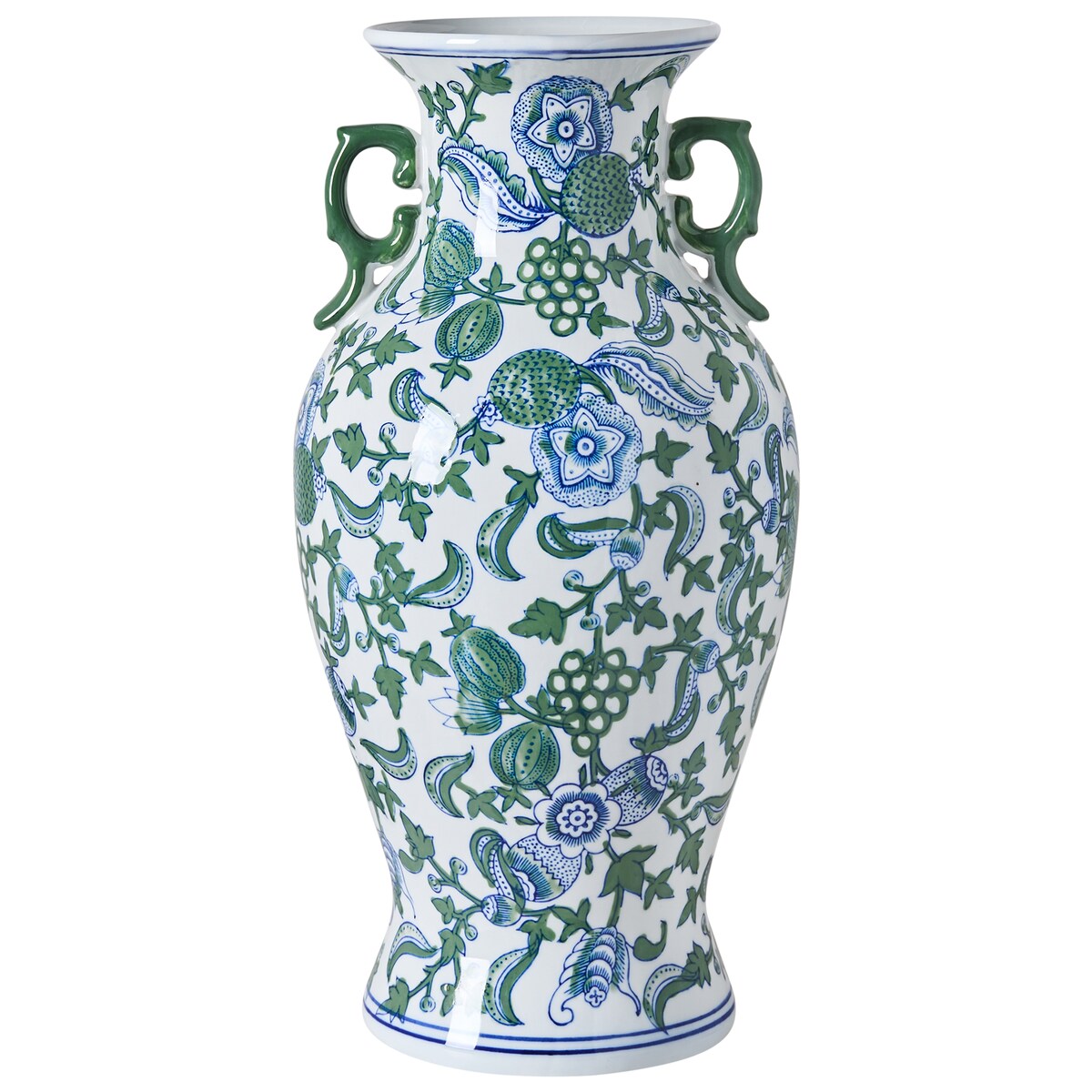 Wazon na kwiaty SEGOWIA Porcelana 47 cm Biały/ niebieski