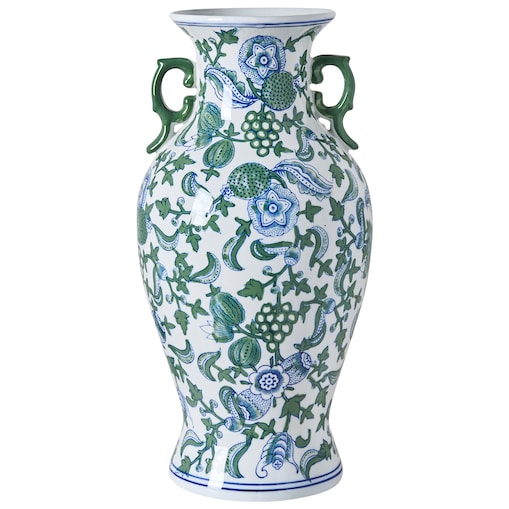 Wazon na kwiaty SEGOWIA Porcelana 47 cm Biały/ niebieski