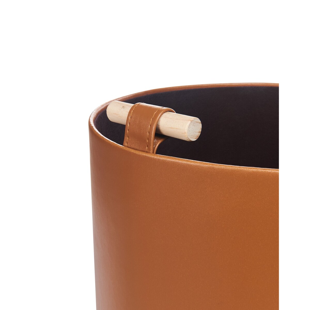 Zestaw 3 koszy z ekoskóry brązowy ARAM