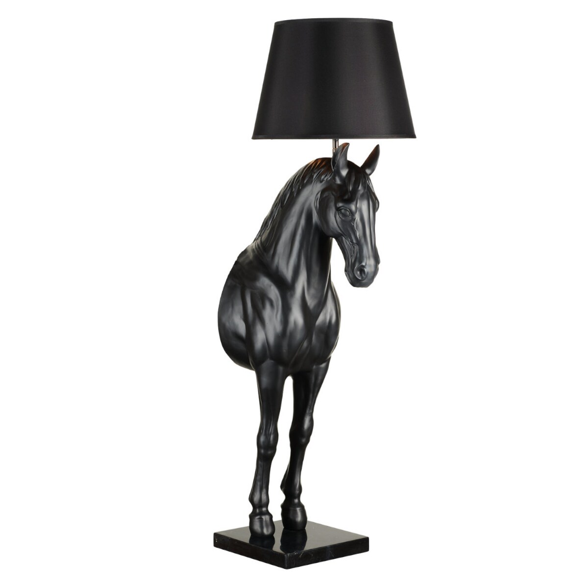 Designerska lampa podłogowa Horse MF1237-350 Step koń z abażurem czarna