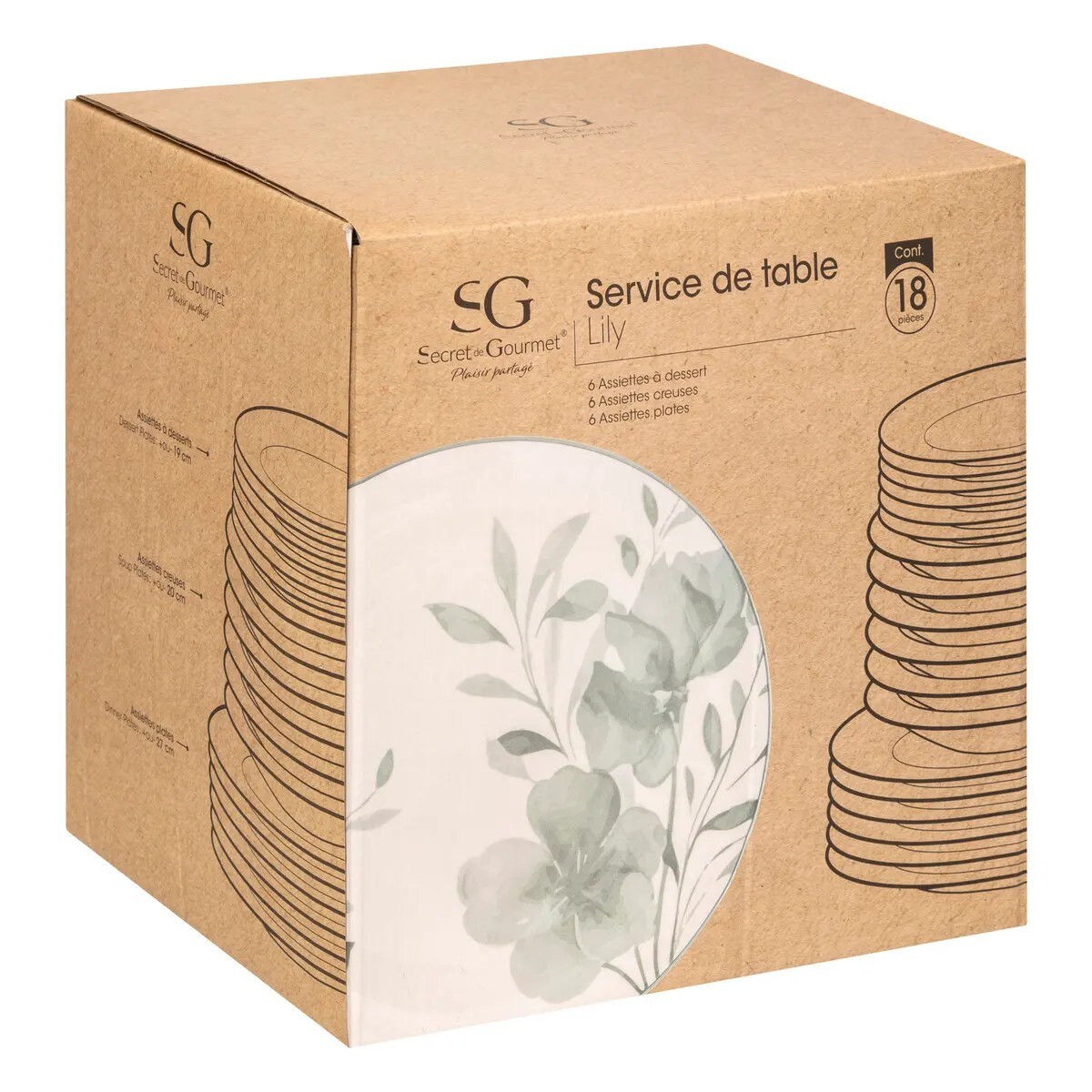 Porcelanowa zastawa dla 6 osób LILY, 18 elementów