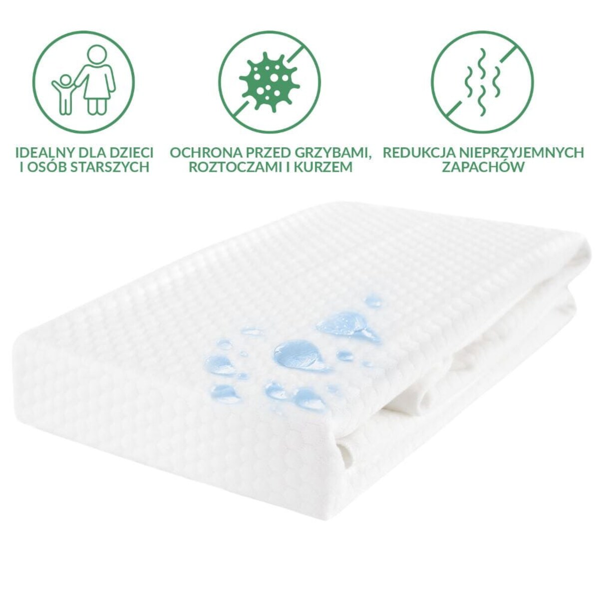 Ochraniacz na materac wodoodporny, rozmiar 200x220 pikowany SOFT-TOUCH kolor biały