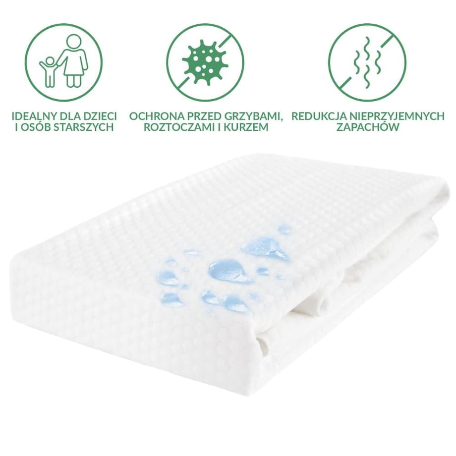 Ochraniacz na materac wodoodporny, rozmiar 200x220 pikowany SOFT-TOUCH kolor biały