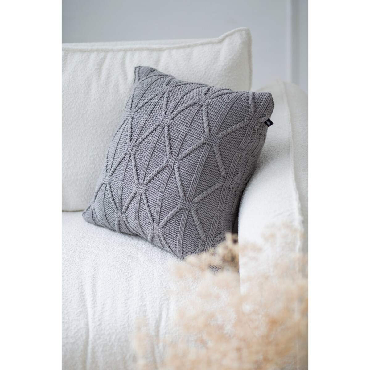 Poszewka brytyjska kwadratowa szara, 50 x 50 cm, La Manta