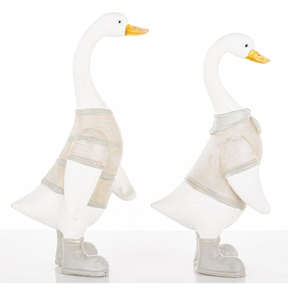 Dekoracja - 2 szt. białe gąski 15x6x8 cm GOOSE-2 w koszulkach