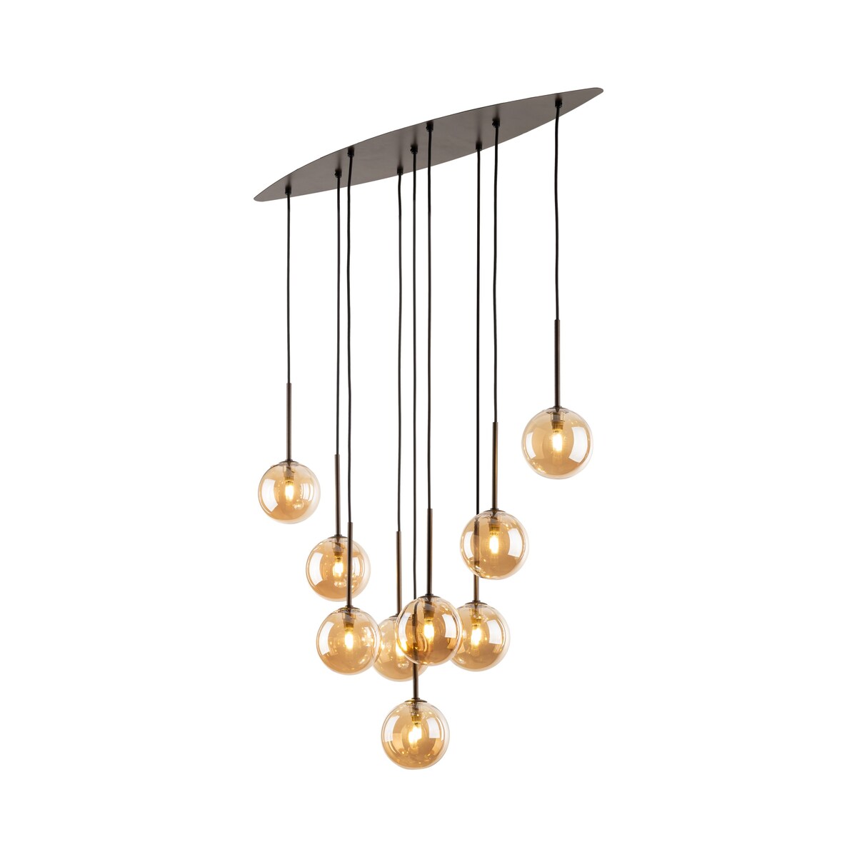 Lampa wisząca ESTERA BROWN 6149 TK Lighting 9xG9 bursztynowe klosze regulowana wysokość brązowa do salonu