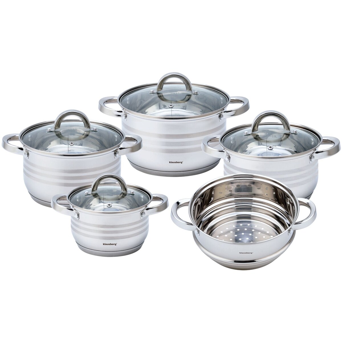Zestaw garnków stalowych 9 ele. 2.1/2.9/3.9/5.0L KLAUSBERG