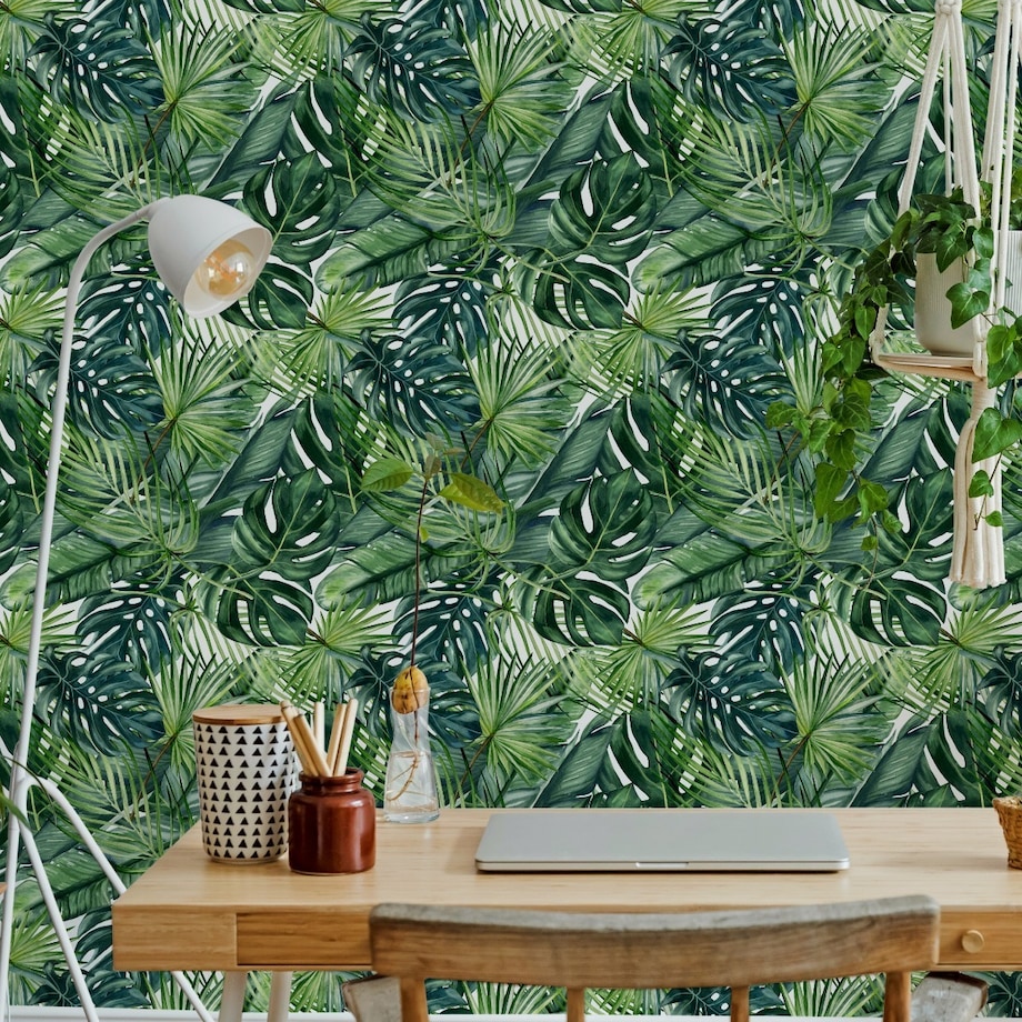 Tapeta Liście TROPIKALNE Malowane Akwarelą