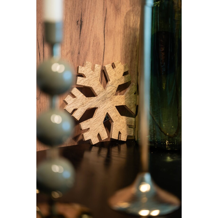 Drewniana podkładka pod szklankę w kształcie śnieżynki, Ø 19 cm