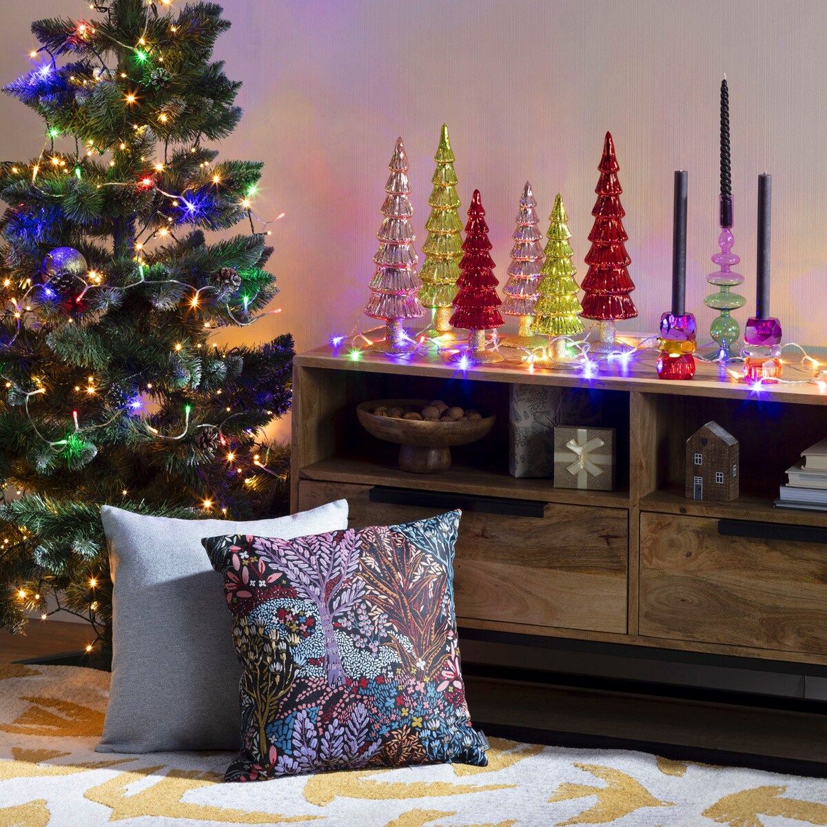 Dekoracja Green Christmas Tree 36cm boże narodzenie, święta, świąteczne, zielony-złoty, 10 x 36 cm