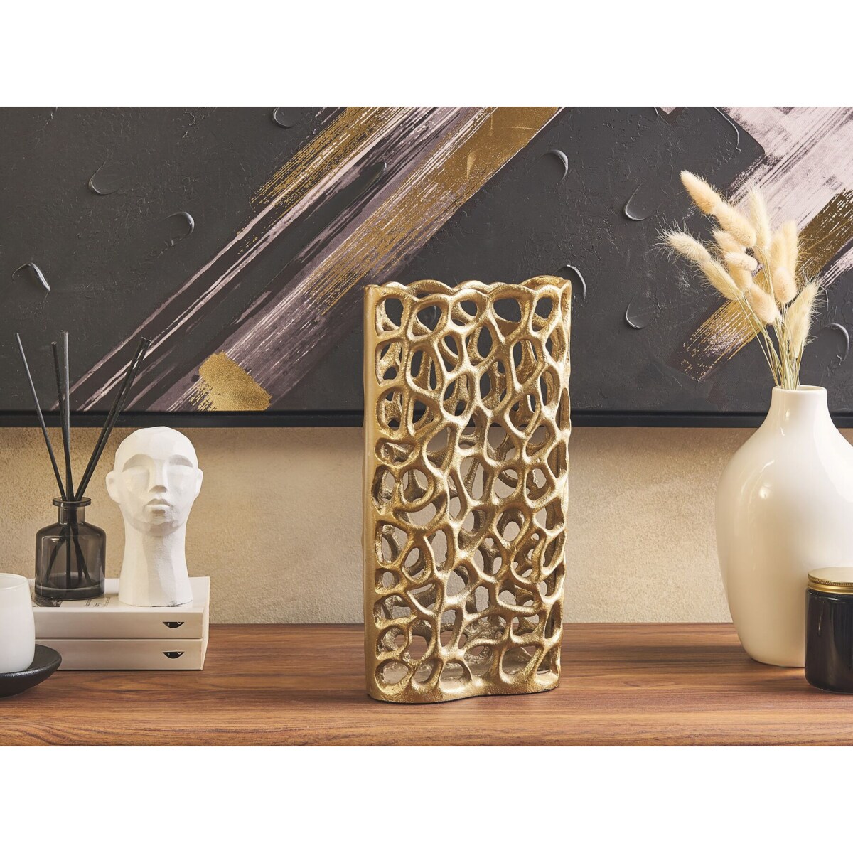 Wazon dekoracyjny metalowy złoty SANCHI