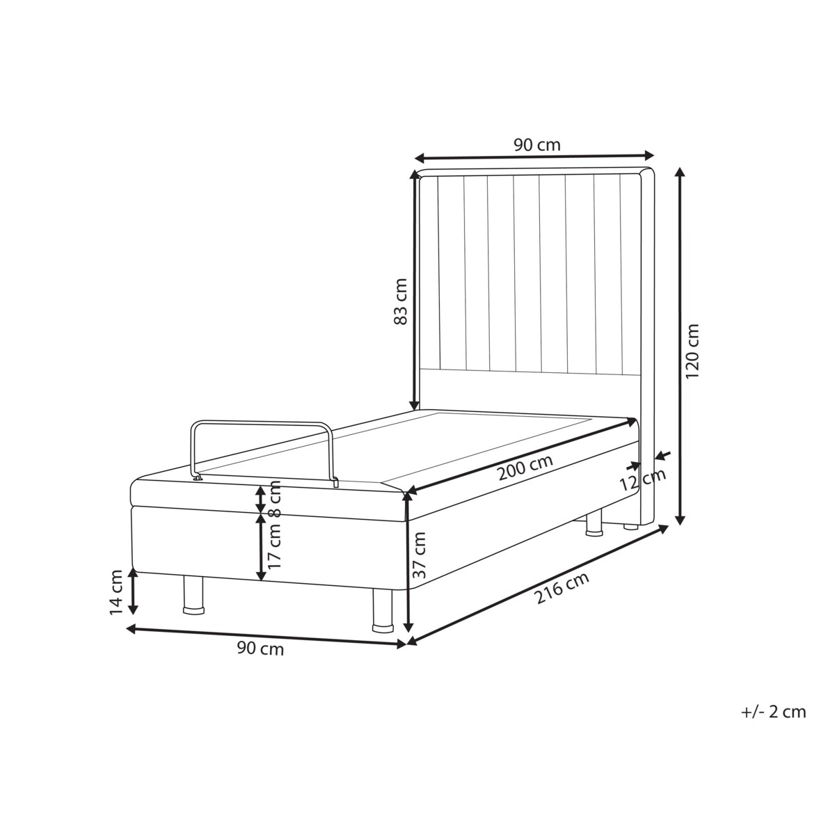 Łóżko regulowane DUKE II 90 x 200 cm Beżowy
