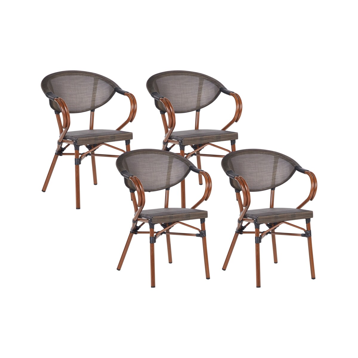 Zestaw 4 krzeseł ogrodowych CASPRI II Metal Szary