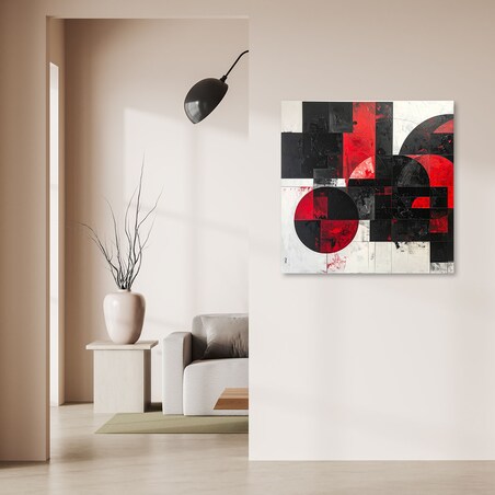 Obraz do salonu sypialni, Abstrakcja tekstura koła kształty czarno czerwony