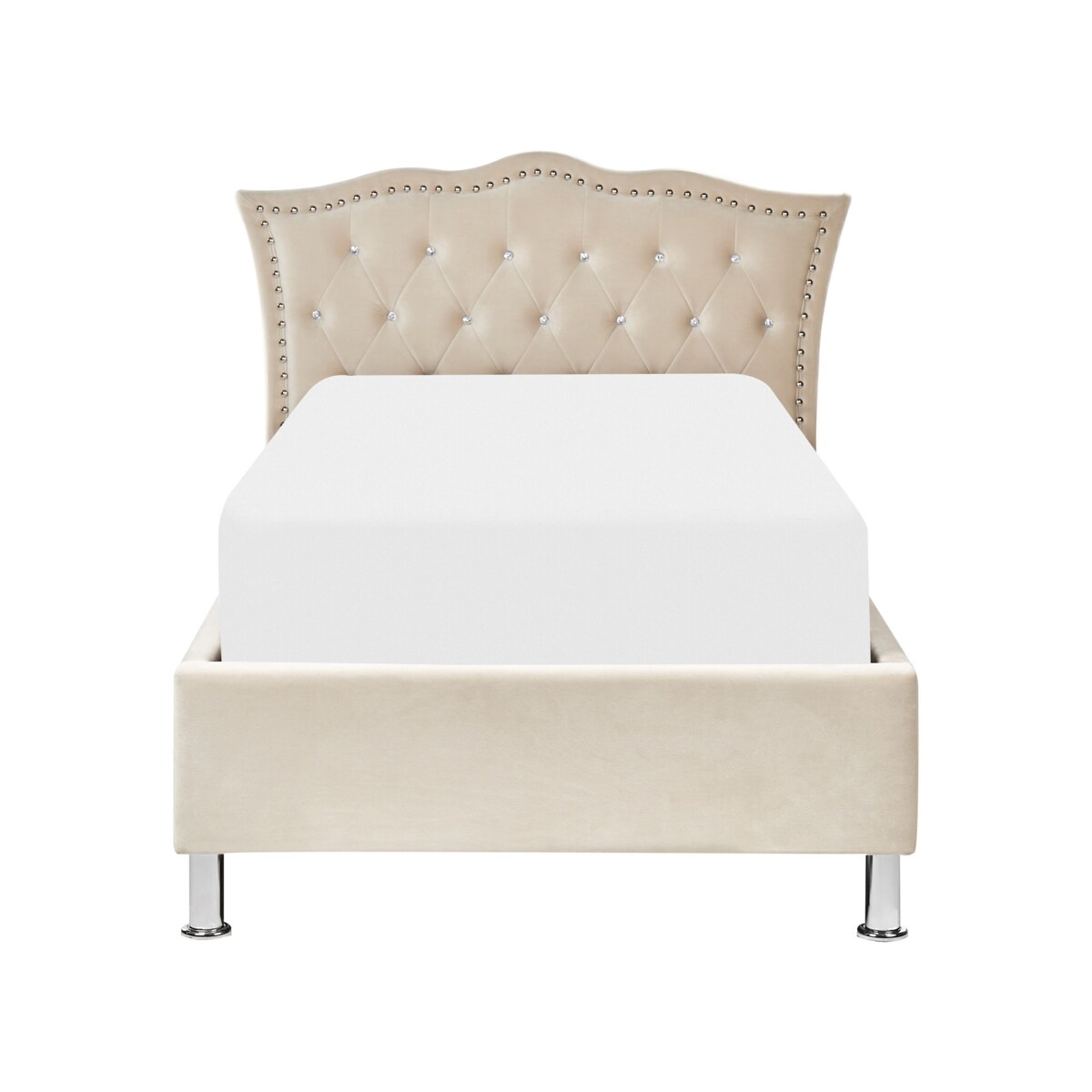 Łóżko welurowe z pojemnikiem 90 x 200 cm beżowe METZ