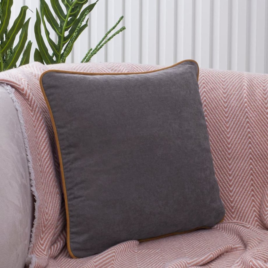 Poszewka dekoracyjna 40x40 szara, z lamówką