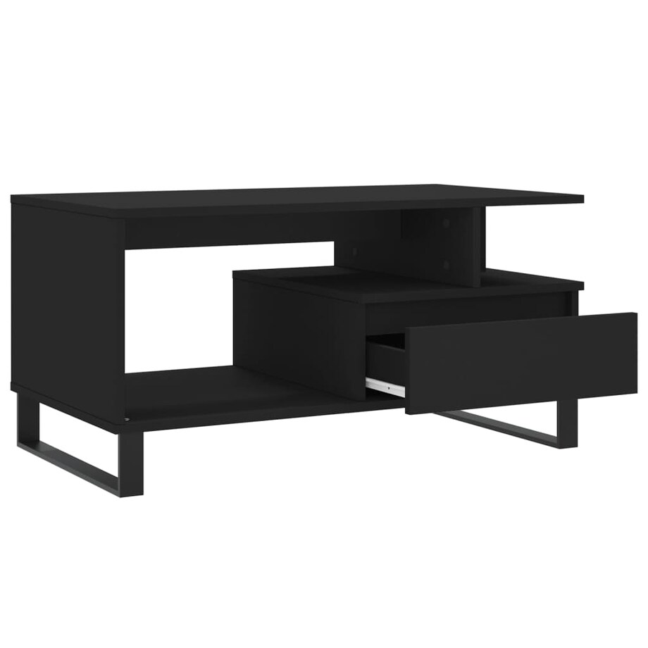 vidaXL Stolik kawowy, czarny 90x49x45 cm, materiał drewnopochodny