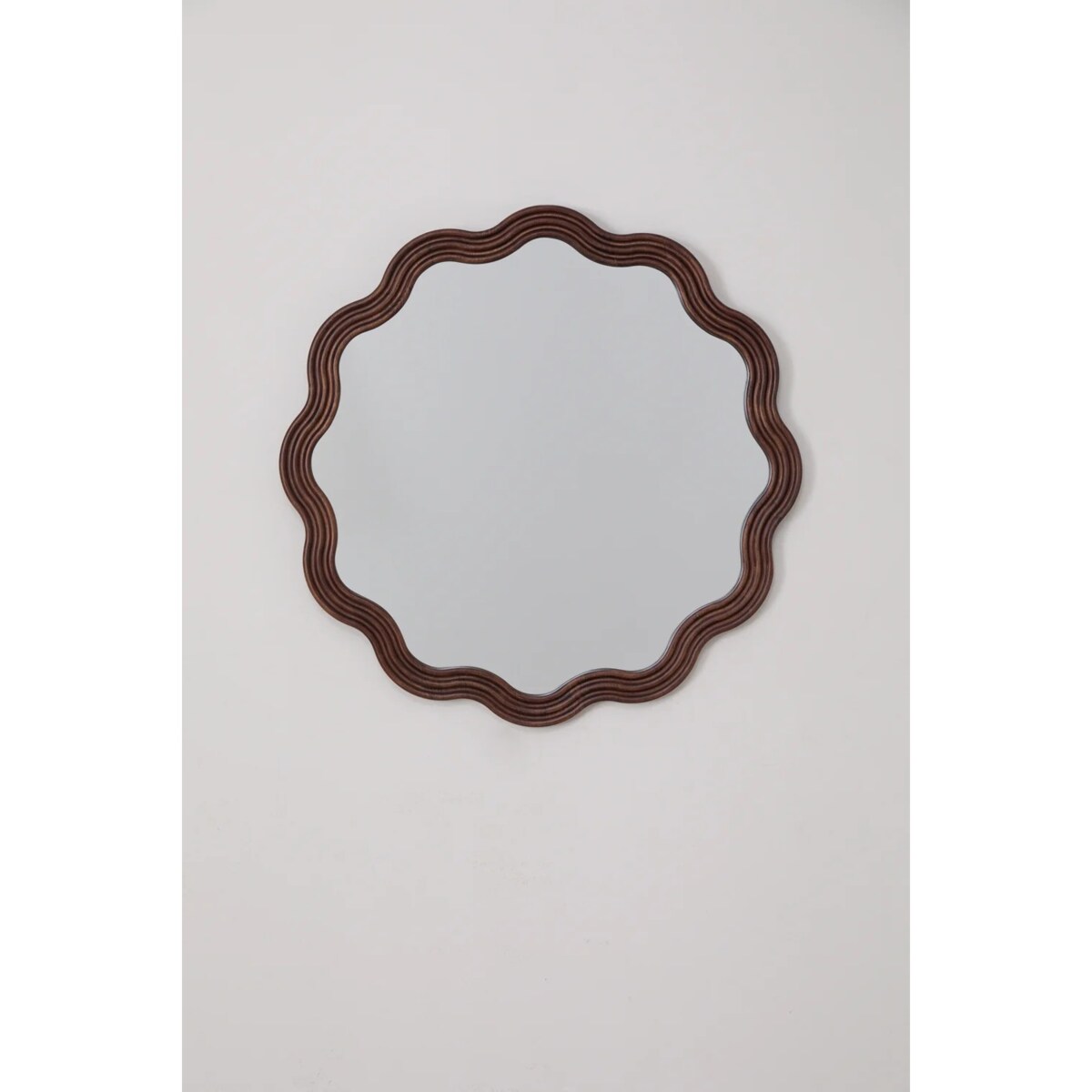 Lustro ścienne faliste z drewna dębowego Ø80 cm Luesia