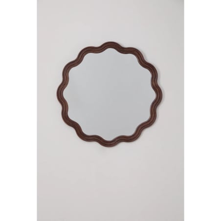 Lustro ścienne faliste z drewna dębowego Ø80 cm Luesia