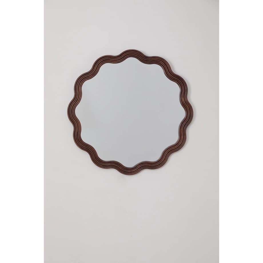 Lustro ścienne faliste z drewna dębowego Ø80 cm Luesia