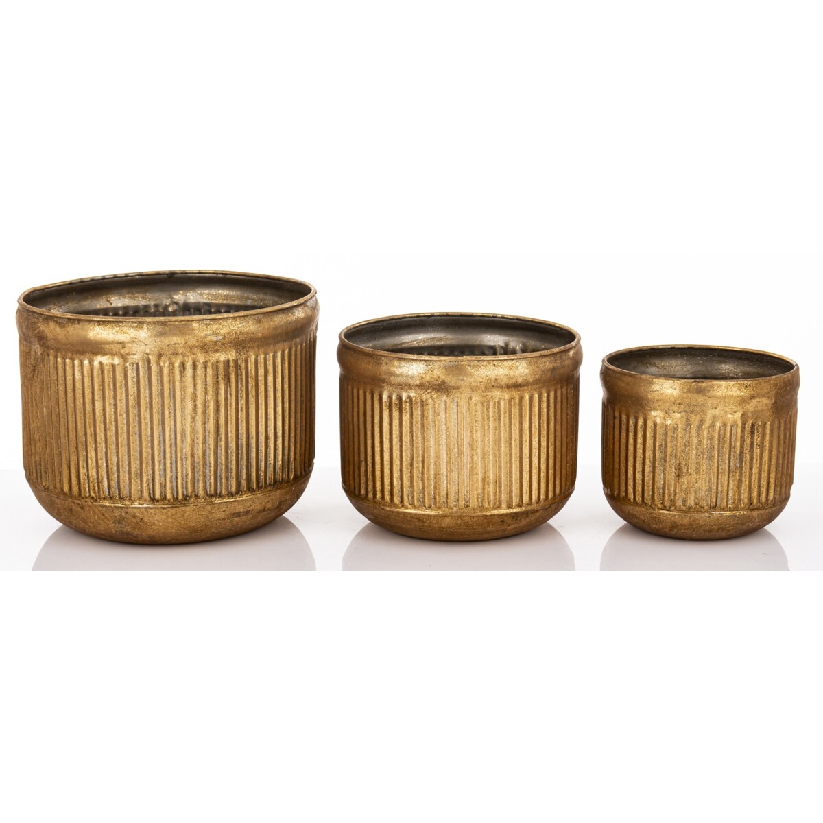 Komplet 3 szt. metalowych osłonek na doniczki BARILE19/16/13,5 x 24/19,5/15,5 cm