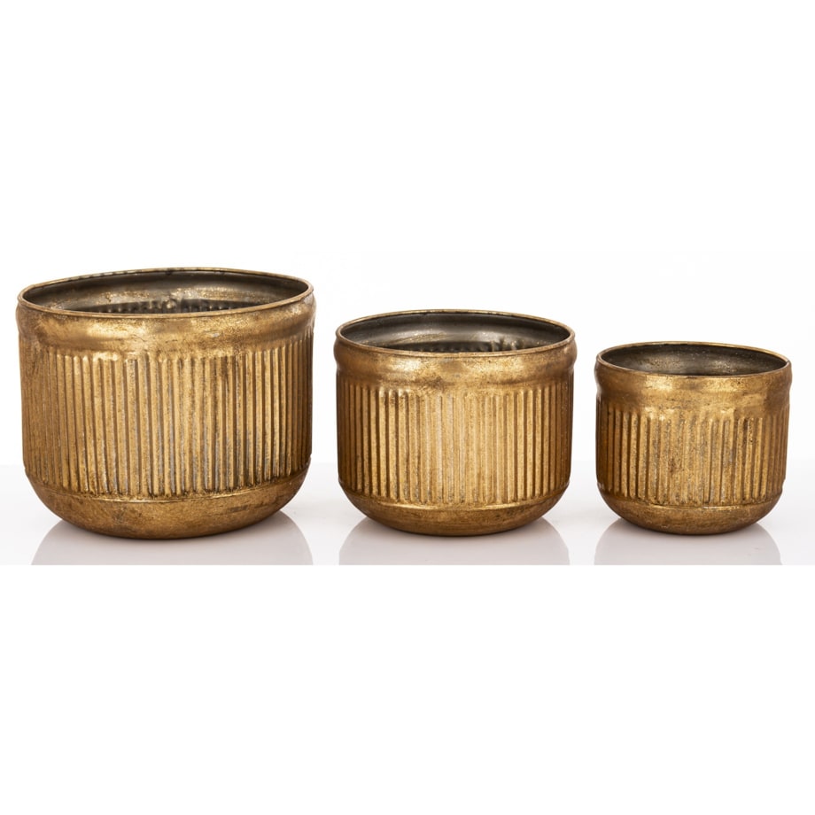 Komplet 3 szt. metalowych osłonek na doniczki BARILE19/16/13,5 x 24/19,5/15,5 cm