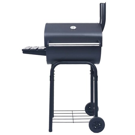 vidaXL Grill ogrodowy z wędzarnią i dolną półką, czarny