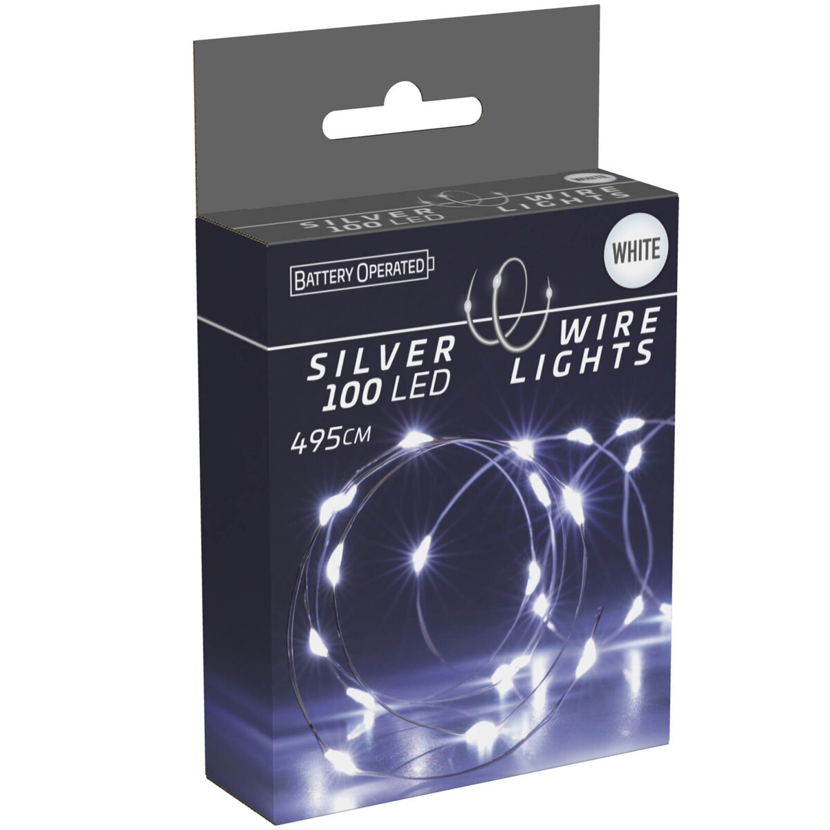 Lampki Druciki 100 Led Na Baterie Boże Narodzenie Zimna Biel 495 Cm