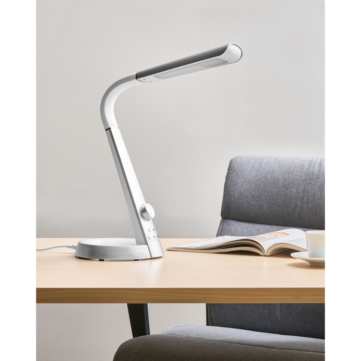Lampa biurkowa LED CANOPUS Z portem USB Srebrny
