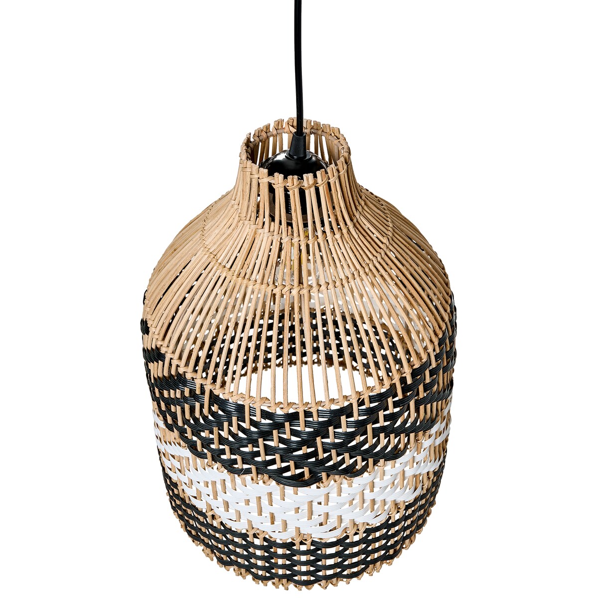 Lampa wisząca TURABO Rattan Czarny/ biały